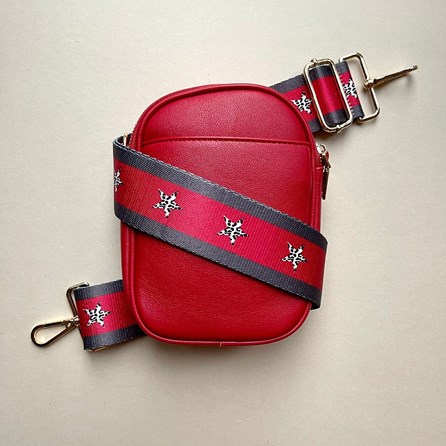 Cross Body Double Zip Bag in Red Cross Body Double Zip Bag in Red