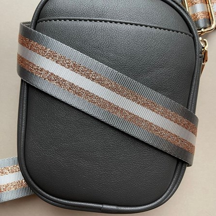 Cross Body Double Zip Bag in Dark Grey Cross Body Double Zip Bag in Dark Grey