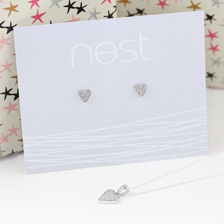 Personalised Children's Heart Necklace And Earrings Set Personalised Children's Heart Necklace And Earrings Set