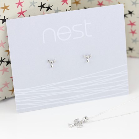 Personalised Children's Angel Necklace And Earrings Set Personalised Children's Angel Necklace And Earrings Set