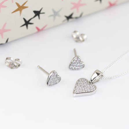 Personalised Children's Heart Necklace And Earrings Set Personalised Children's Heart Necklace And Earrings Set