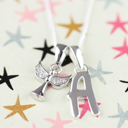 Personalised Children's Angel Necklace And Earrings Set Personalised Children's Angel Necklace And Earrings Set