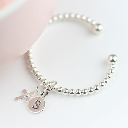 Personalised Infant's Silver Christening Bead Bangle Personalised Infant's Silver Christening Bead Bangle