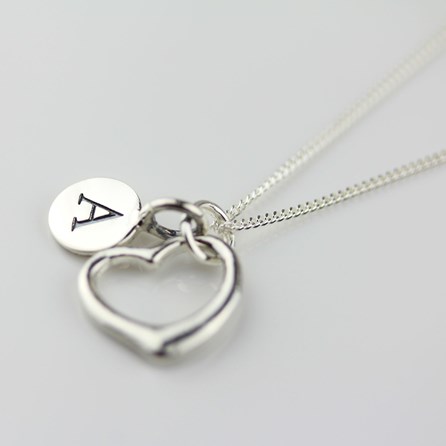 Personalised Solid Silver Open Heart Necklace Personalised Solid Silver Open Heart Necklace