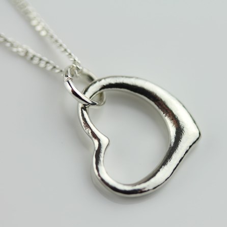 Solid Silver Open Heart Necklace Solid Silver Open Heart Necklace