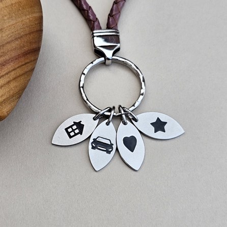 Personalised White Leather Keyring Personalised White Leather Keyring