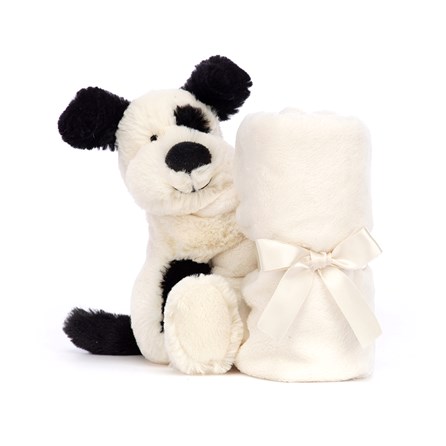 Jellycat Bashful Black and Cream Puppy Soother Jellycat Bashful Black and Cream Puppy Soother