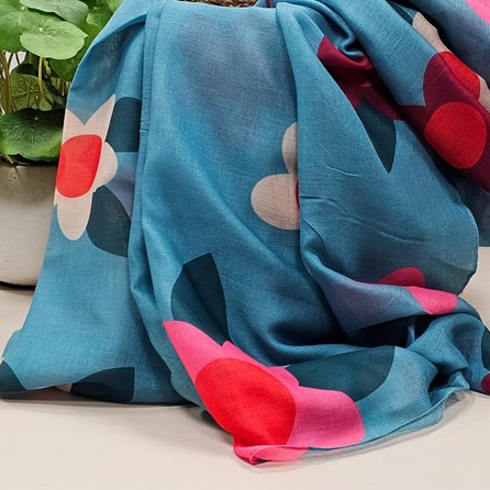 Large Flowers Scarf in Duck Egg Blue Large Flowers Scarf in Duck Egg Blue