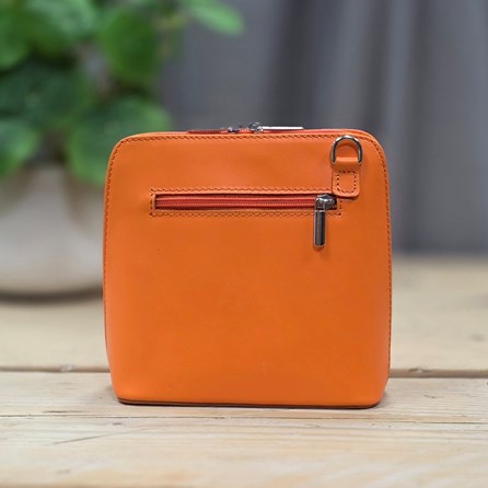 Leather Cross Body Handbag in Bright Orange Leather Cross Body Handbag in Bright Orange