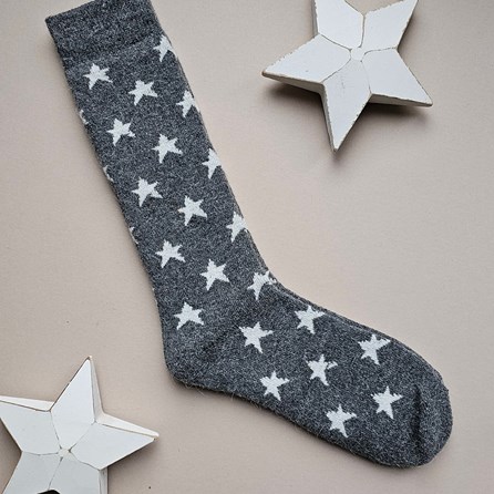 Long Welly Boot Socks with Stars in Dark Grey Long Welly Boot Socks with Stars in Dark Grey