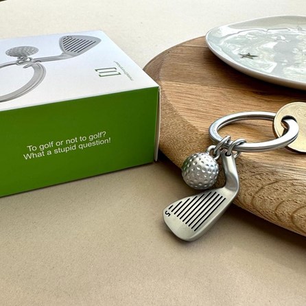 Matt Silver Golf Club & Ball Keyring Matt Silver Golf Club & Ball Keyring