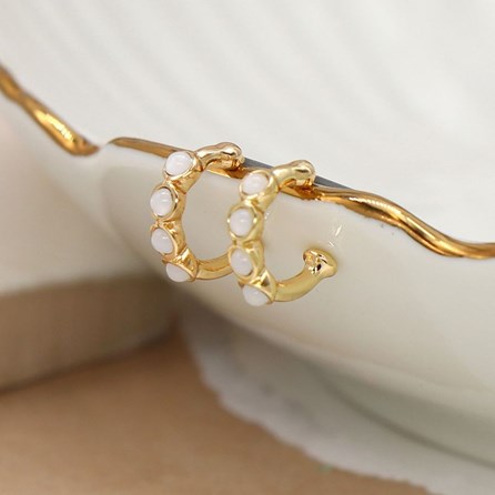 Mini Hoop and Faux Quartz Stud Earrings Mini Hoop and Faux Quartz Stud Earrings