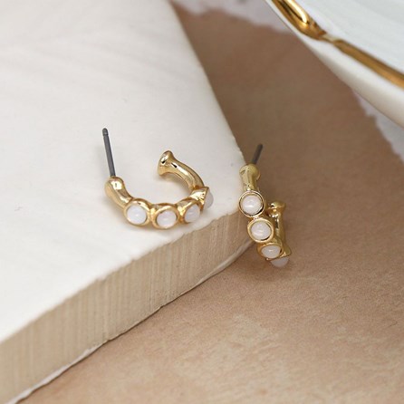 Mini Hoop and Faux Quartz Stud Earrings Mini Hoop and Faux Quartz Stud Earrings