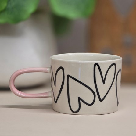 Mono Outline Big Hearts Ceramic Mug Mono Outline Big Hearts Ceramic Mug