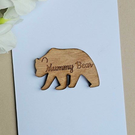 'Mummy Bear' Wooden Token and Card 'Mummy Bear' Wooden Token and Card