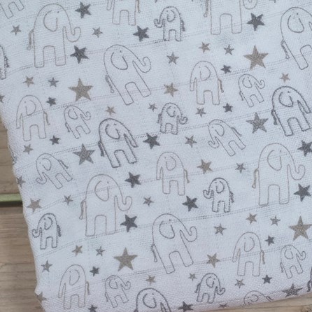 Muslin Square - Grey Elephants Muslin Square - Grey Elephants