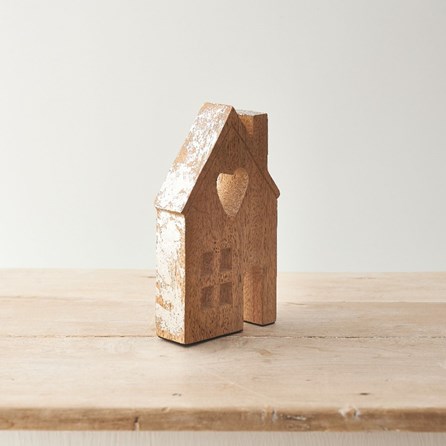 Natural Wooden Tall House With Heart Natural Wooden Tall House With Heart