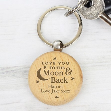 Personalised 'Moon And Back' Wooden Keyring Personalised 'Moon And Back' Wooden Keyring