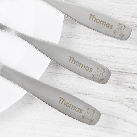 Personalised 3 Piece Teddy Cutlery Set Personalised 3 Piece Teddy Cutlery Set