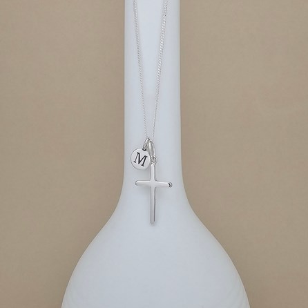 Personalised 925 Silver Christening Cross Necklace Personalised 925 Silver Christening Cross Necklace