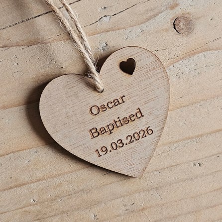 Personalised Baptism Hanging Heart Decoration Card Personalised Baptism Hanging Heart Decoration Card