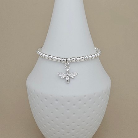 Personalised Beaded Bracelet with Bee Charm Personalised Beaded Bracelet with Bee Charm