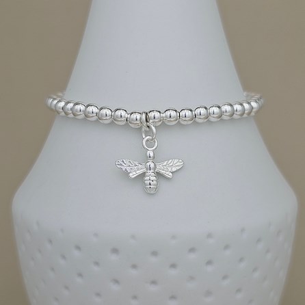 Personalised Beaded Bracelet with Bee Charm Personalised Beaded Bracelet with Bee Charm