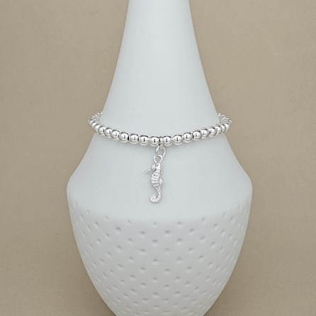 Personalised Beaded Bracelet with Seahorse Charm Personalised Beaded Bracelet with Seahorse Charm