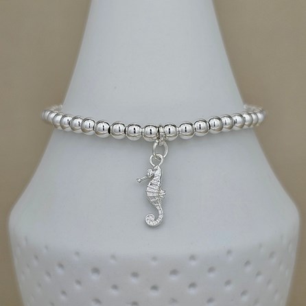 Personalised Beaded Bracelet with Seahorse Charm Personalised Beaded Bracelet with Seahorse Charm