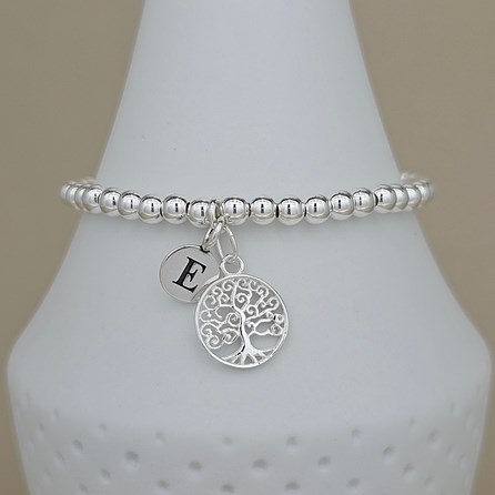 Personalised Beaded Bracelet with Tree Of Life Charm Personalised Beaded Bracelet with Tree Of Life Charm