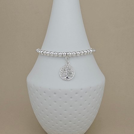 Personalised Beaded Bracelet with Tree Of Life Charm Personalised Beaded Bracelet with Tree Of Life Charm