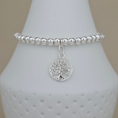 Personalised Beaded Bracelet with Tree Of Life Charm Personalised Beaded Bracelet with Tree Of Life Charm