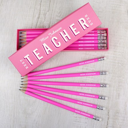 Personalised 'Best Teacher Ever' Box and 12 Pencils Personalised 'Best Teacher Ever' Box and 12 Pencils