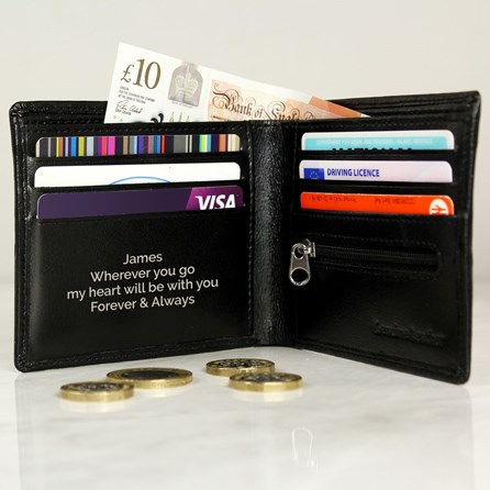 Personalised Black Leather Wallet Personalised Black Leather Wallet