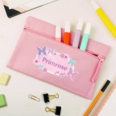 Personalised Butterfly Pencil Case in Pink