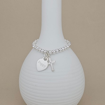 Personalised Children's Baptism Cross Bead Bracelet Personalised Children's Baptism Cross Bead Bracelet