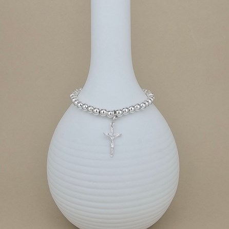 Personalised Children's Silver Crucifix Beaded Bracelet Personalised Children's Silver Crucifix Beaded Bracelet