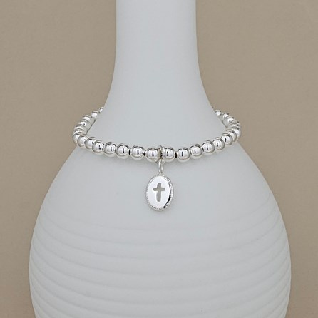Personalised Child's Baptism Cross Bead Bracelet Personalised Child's Baptism Cross Bead Bracelet