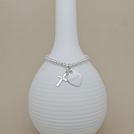 Personalised Child's Baptism Cross Skinny Bracelet Personalised Child's Baptism Cross Skinny Bracelet