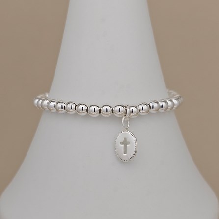 Personalised Child's Christening Cross Bead Bracelet Personalised Child's Christening Cross Bead Bracelet