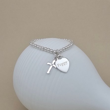 Personalised Child's First Holy Communion Cross Skinny Bracelet Personalised Child's First Holy Communion Cross Skinny Bracelet
