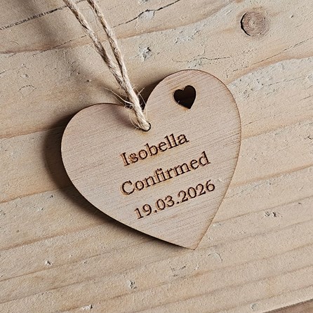 Personalised Confirmation Hanging Heart Decoration Card Personalised Confirmation Hanging Heart Decoration Card