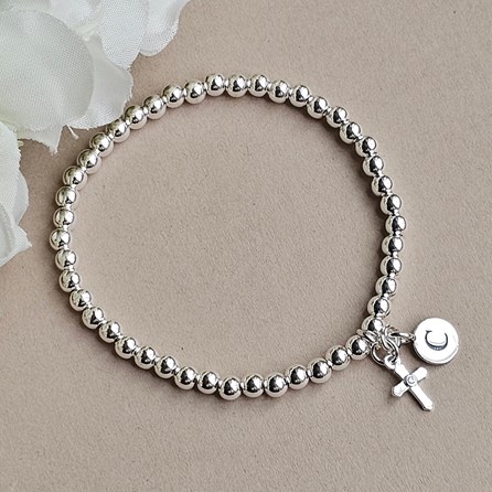 Personalised Baptism Cross Charm Bracelet and Token Personalised Baptism Cross Charm Bracelet and Token