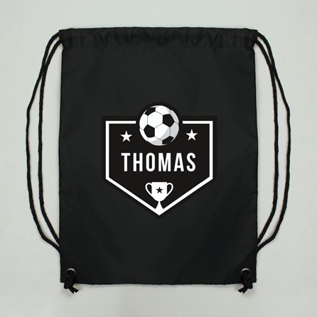 Personalised Drawstring Kit Bag with Football Banner