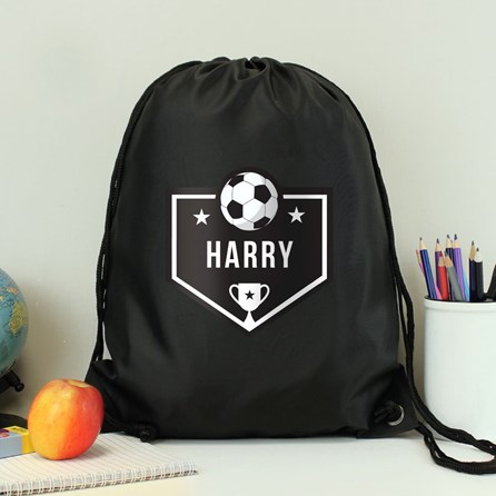 Personalised Drawstring Kit Bag with Football Banner Personalised Drawstring Kit Bag with Football Banner