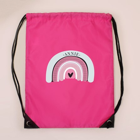 Personalised Drawstring Kit Bag with Rainbow Personalised Drawstring Kit Bag with Rainbow