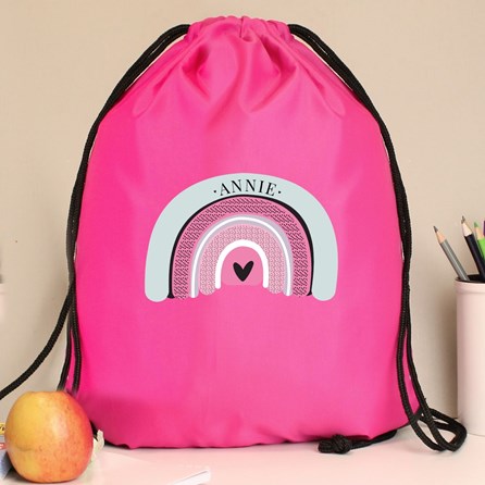 Personalised Drawstring Kit Bag with Rainbow Personalised Drawstring Kit Bag with Rainbow