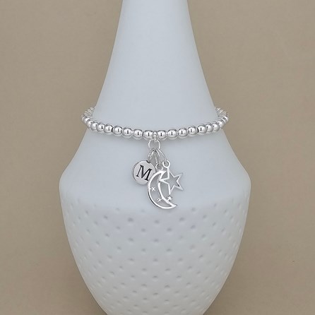 Personalised Eid Moon And Star Charm Bracelet Personalised Eid Moon And Star Charm Bracelet