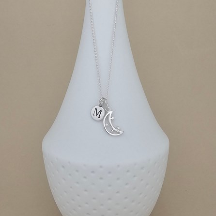 Personalised Eid Moon Charm Silver Necklace Personalised Eid Moon Charm Silver Necklace