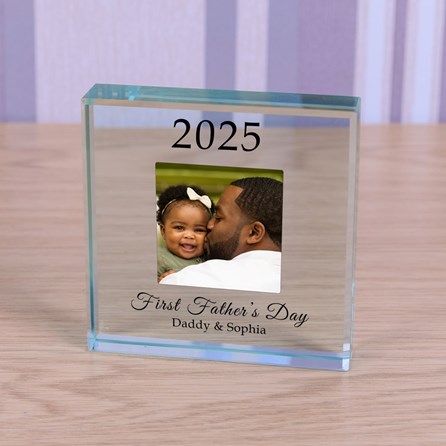 Personalised 'First Father's Day' Photo Glass Token Personalised 'First Father's Day' Photo Glass Token